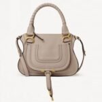 Top Quality Faux Chloe Marcie Small Double Carry Bag in Sand Grained Leather