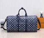 LV Monogram Shadow Keepall Bandouliere 50 In Navy Blue
