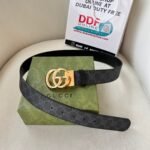 WIDE LEATHER BELT WITH DOUBLE G BUCKLE - Image 4