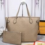 Louis Vuitton Monogram Empreinte Neverfull MM Tote In Beige