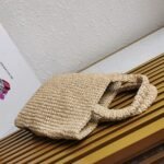 Prada Small Crochet Tote Bag Knockoff in Beige Raffia-effect Yarn - Image 10