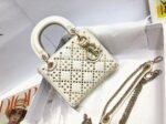 Dior Lady Dior Mini Chain Bag in White Lambskin with Star Embroidery - Image 9