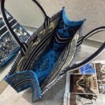Dior Large Book Tote Bag Replica in Blue Dior Palms Embroidery - Image 6