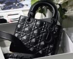 Dior Small Lady Dior My ABCDior Bag Fake in Black Calfskin with Diamond Motif - Image 8