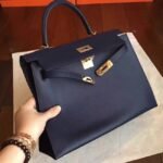 Sapphire Epsom Fake AAA Hermes Kelly 32cm Sellier Handbag - Image 7
