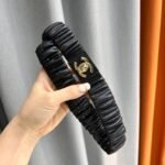 Lambskin Ruched CC Belt - Image 5