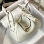 Replica Hermes Lindy Mini handbag in white clemence leather