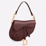 Dior Saddle Bag Knockoff in Amaranth Grained Calfskin