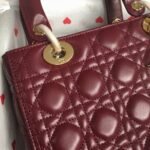 Dior Lady Dior Medium Bag Replica in Bordeaux Lambskin - Image 9
