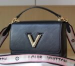 Louis Vuitton Epi Leather Twist MM Bag Black With Jacquard Strap - Image 2