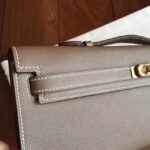 Etoupe Epsom Knockoff Hermes Kelly Cut Clutch Stylish Purse - Image 8