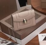 Fake Bvlgari Serpenti Forever Small Crossbody Bag Beige Leather - Image 9
