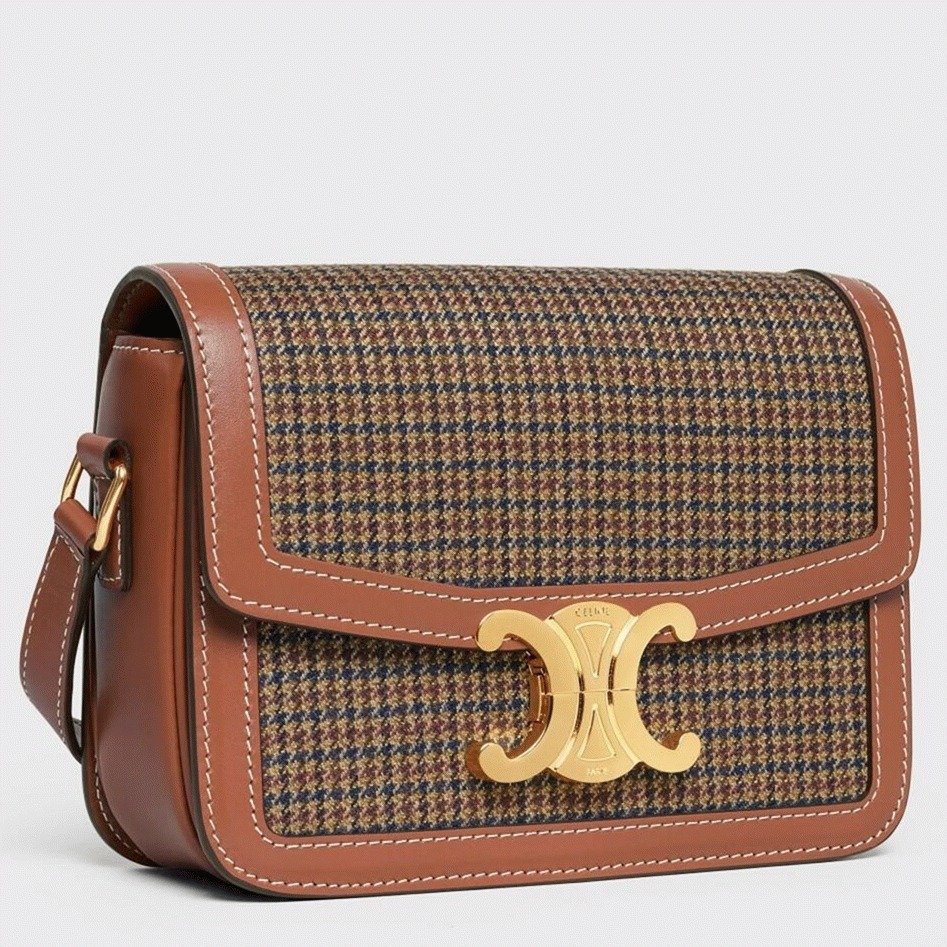 1041DEF0-4F20-D8AD-C0B2-2C62FC94F34F.jpg Top Quality Celine Triomphe Teen Bag In Tweed - Image 1
