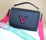 Louis Vuitton Epi Leather Twist MM Handbag In Black With Gradient Strap - Image 3