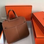 Brown Knockoff Hermes Halzan Classic Leather Handbag - Image 5