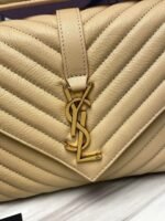 Fake Saint Laurent College Medium Chain Bag Beige - Image 3