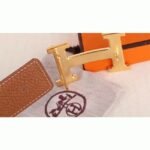 Fake Hermes H-shaped belt buckle in brown - Image 2