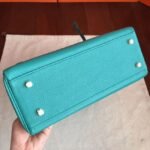 Blue Paon Clemence Fake Hermes Kelly Retourne 32cm Handbag - Image 8