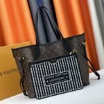 Louis Vuitton Neverfull Bandouliere Inside Out MM Tote In Monogram Canvas And Black Leather