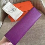 Cyclamen Epsom Knockoff Hermes Kelly Pochette Light Purple Clutch - Image 8