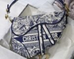 Dior Saddle Bag Replica in Blue Toile de Jouy Embroidery - Image 3