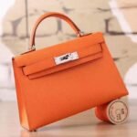 Orange Epsom Fake Luxury Hermes Kelly Mini II 20cm Handbag