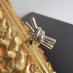 Fake Bottega Veneta Knot Minaudiere Clutch Gold Sequins - Image 8