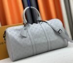 Louis Vuitton Monogram Shadow Leather Keepall Bandouliere 50 With Leather Strap In Anthracite Gray - Image 2