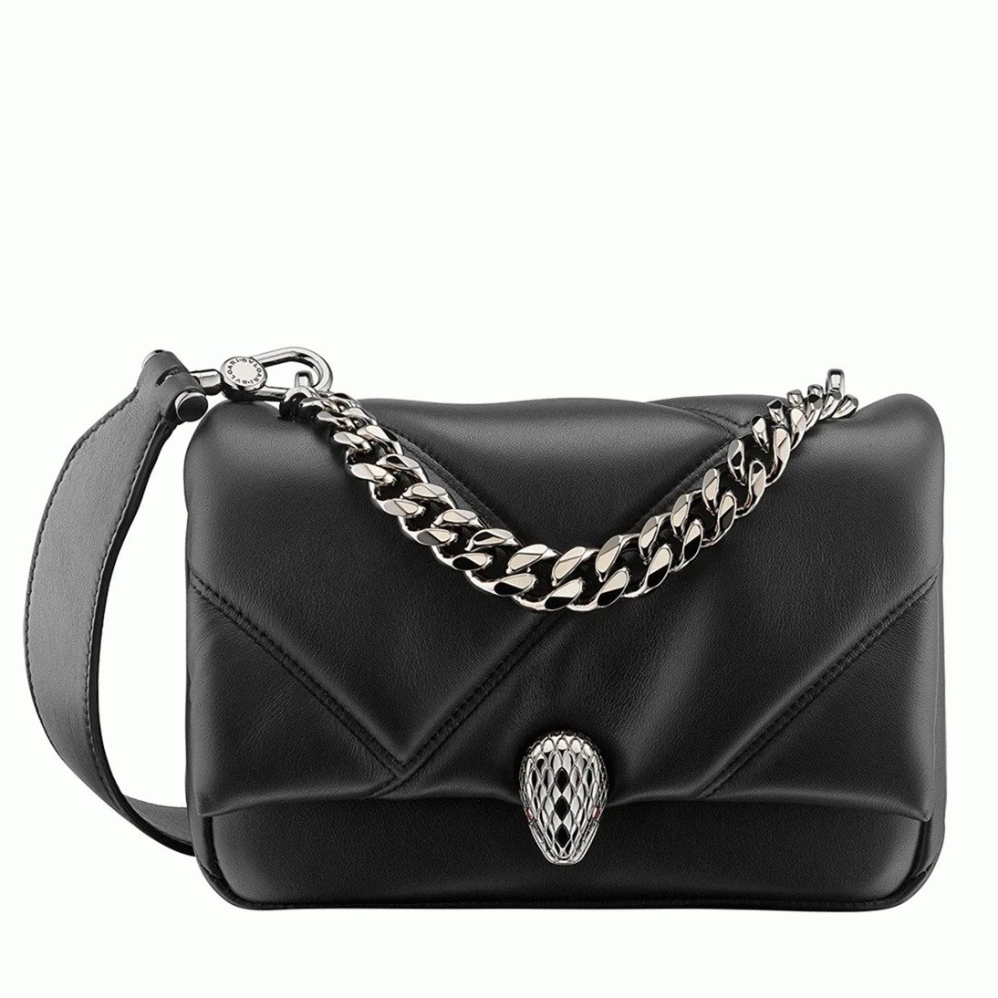 138FCDC2-6E6B-2818-2A66-71A643FF2E90.jpg Fake Bvlgari Serpenti Cabochon Mini Bag Black Calfskin - Image 1