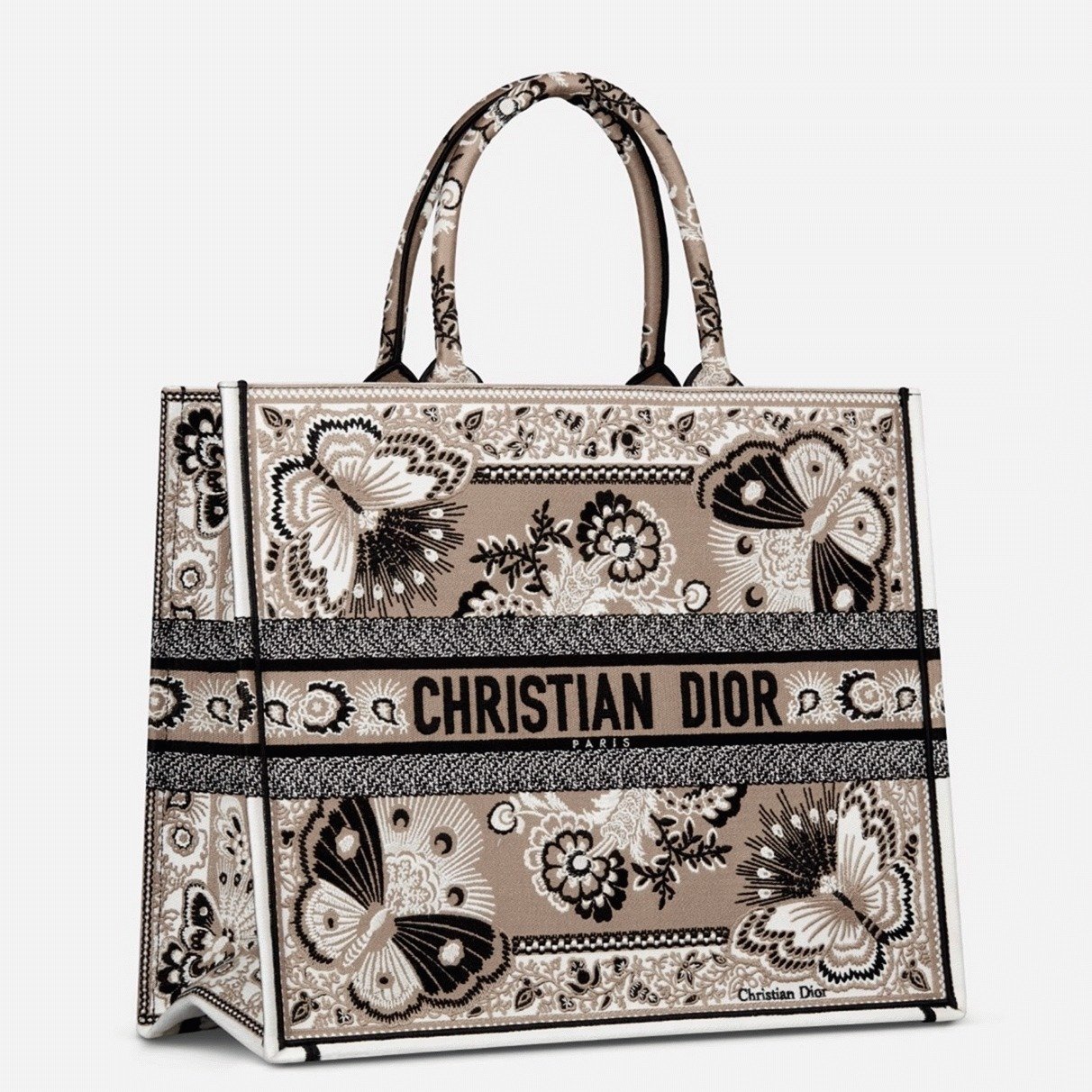 13A66967-5E12-885C-A2FE-121CBE276275.jpg Dior Large Book Tote Bag Fake in Beige Butterfly Bandana Embroidery - Image 1