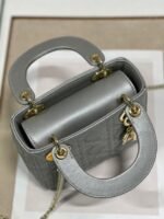 Dior Lady Dior Mini Chain Bag Replica in Grey Pearlescent Lambskin - Image 10