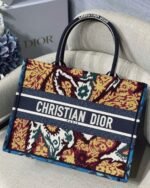Dior Medium Book Tote Bag Replica in Blue Multicolor Dior Paisley Embroidery - Image 3