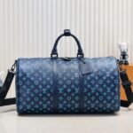 LV Monogram Shadow Keepall Bandouliere 50 In Navy River Blue