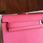 Rose Lipstick Epsom Imitation Hermes Kelly Cut Clutch Stylish Bag - Image 3