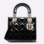 Dior Small Lady Dior Bag Knockoff in Black Patent Cannage Calfskin