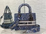 Dior Lady D-Lite Medium Bag Replica in Blue Brocart Denim-Effect Embroidery - Image 7