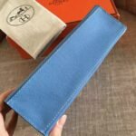 Celeste Epsom Knockoff Hermes Kelly Pochette Light Blue Clutch - Image 4