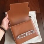 Caramel replica Hermes Mini Sac Roulis handbag - Image 4