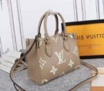 Louis Vuitton Bicolor Monogram Empreinte Leather Onthego PM Bag In Tourterelle Gray And Cream - Image 2