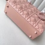 Dior Small Lady Dior My ABCDior Bag Fake in Pink Calfskin with Diamond Motif - Image 10