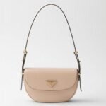 Prada Arque Shoulder Bag with Flap Replica in Beige