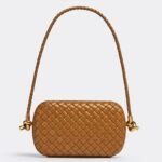 Replica Bottega Veneta Knot Minaudiere On Strap Camel Intreccio Lambskin