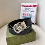 WIDE LEATHER BELT WITH DOUBLE G BUCKLE - Image 4