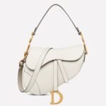 Dior Saddle Bag with Strap Replica in White Grained Calfskin
