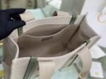 Top Quality Fake Chloe Medium Woody Tote Bag in Canvas with Green Leather Strips - Image 7