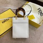 Top Quality Replica Fendi Mini Sunshine Shopper Bag In White Leather - Image 4