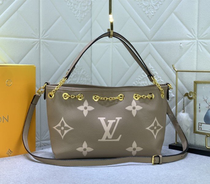 1872313A-0F22-FF2F-2896-4F50D86583A9.jpg Louis Vuitton Bicolor Monogram Empreinte Bundle Bag In Tourterelle Gray and Cream - Image 1
