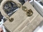 Dior Lady D-Lite Medium Bag Knockoff in Beige Cannage Embroidered Canvas - Image 5