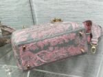 Dior Lady D-Lite Medium Bag Knockoff in Grey and Pink Toile de Jouy Reverse Embroidery - Image 4