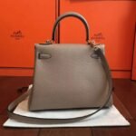 Grey Clemence Knockoff Hermes Kelly 25cm Elegant Handbag - Image 7
